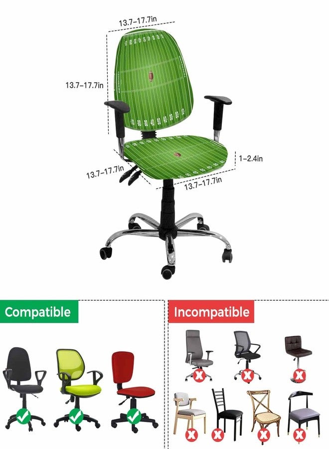 Jolunifun Football Rugby Sport Office Chair Covers Stretchable 2 Piece, Soft Decorative Computer Desk Chair Cover Protector Universal Rotating Chair Slipcover Boy Kid Game Green Arena - Image 5